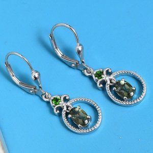 Moldavite Leverback  "Inner Drop"' Earrings